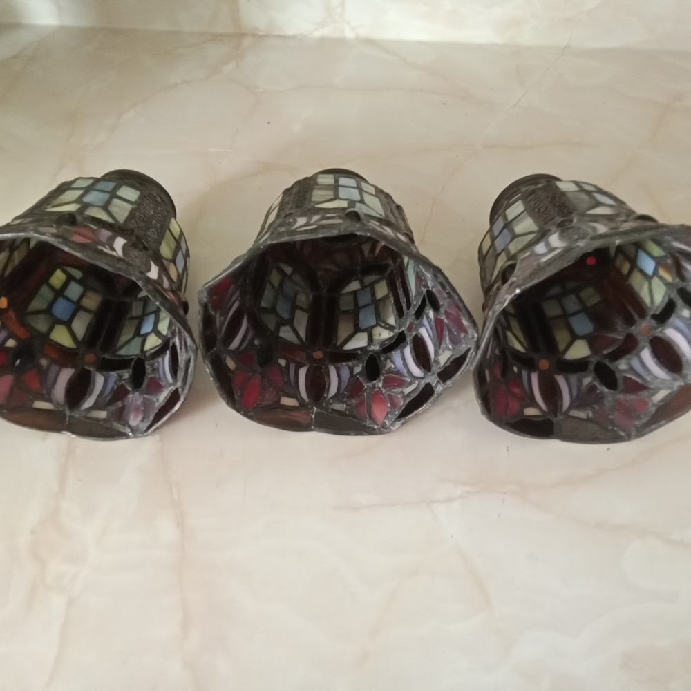 3 Vintage Style TIFFANY Style Stained Glass Shape - Picture 3 of 6